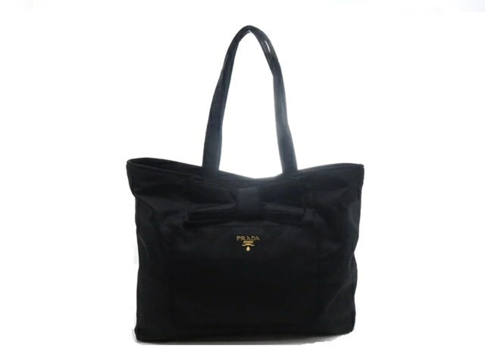 Prada Tote Tessuto Saffiano Bag Ribbon Black